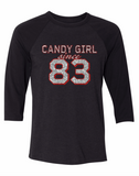 Raglan Candy Girl Glitter - CUSTOMIZABLE