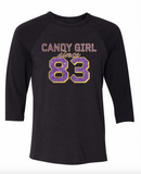 Raglan Candy Girl Glitter - CUSTOMIZABLE