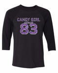 Raglan Candy Girl Glitter - CUSTOMIZABLE