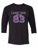 Raglan Candy Girl Glitter - CUSTOMIZABLE